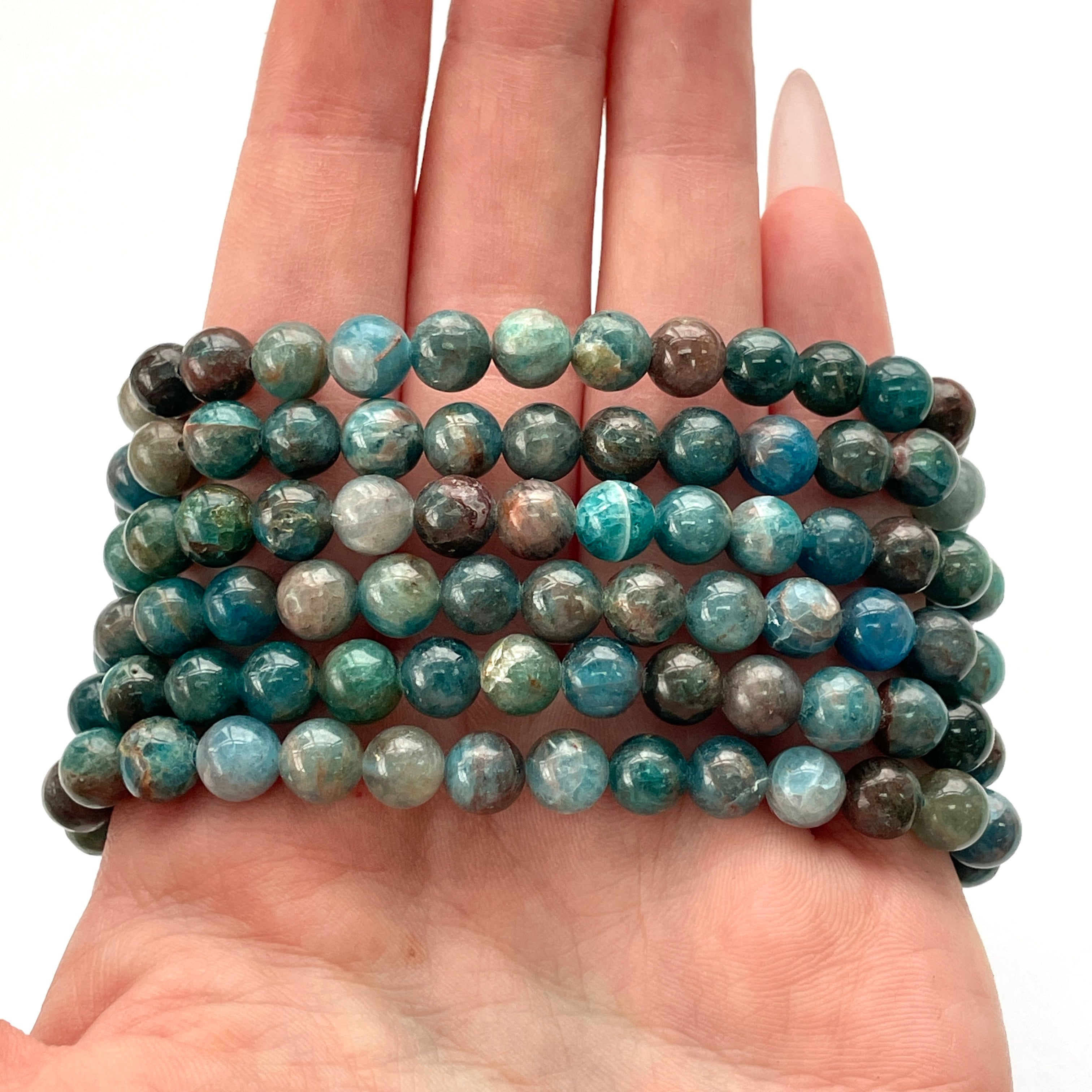 Blue Apatite Beads Bracelet 6mm Blue Apatite Beads Bracelet 6mm